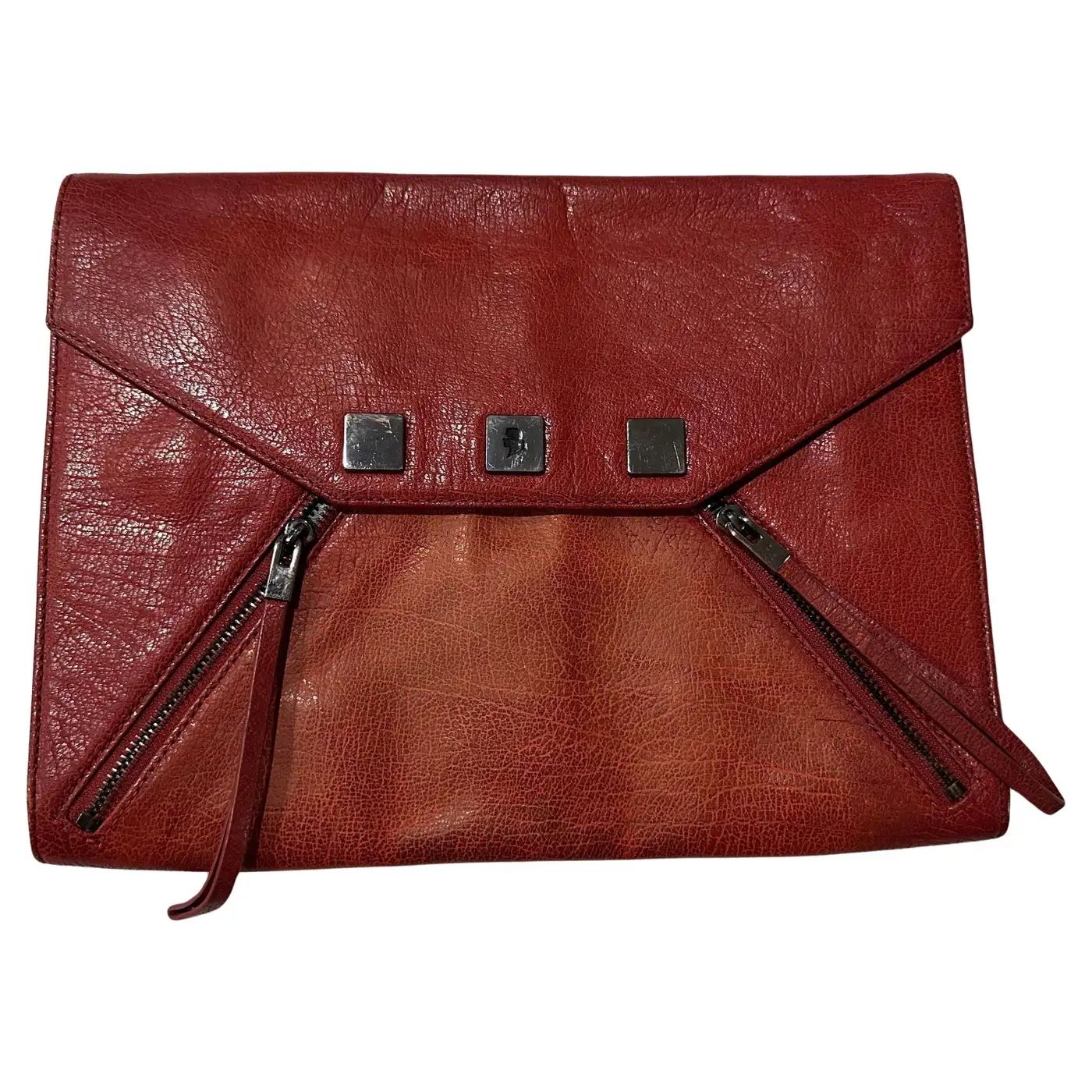 1990s Vintage Red Leather Karl Lagerfeld Envelope Bag