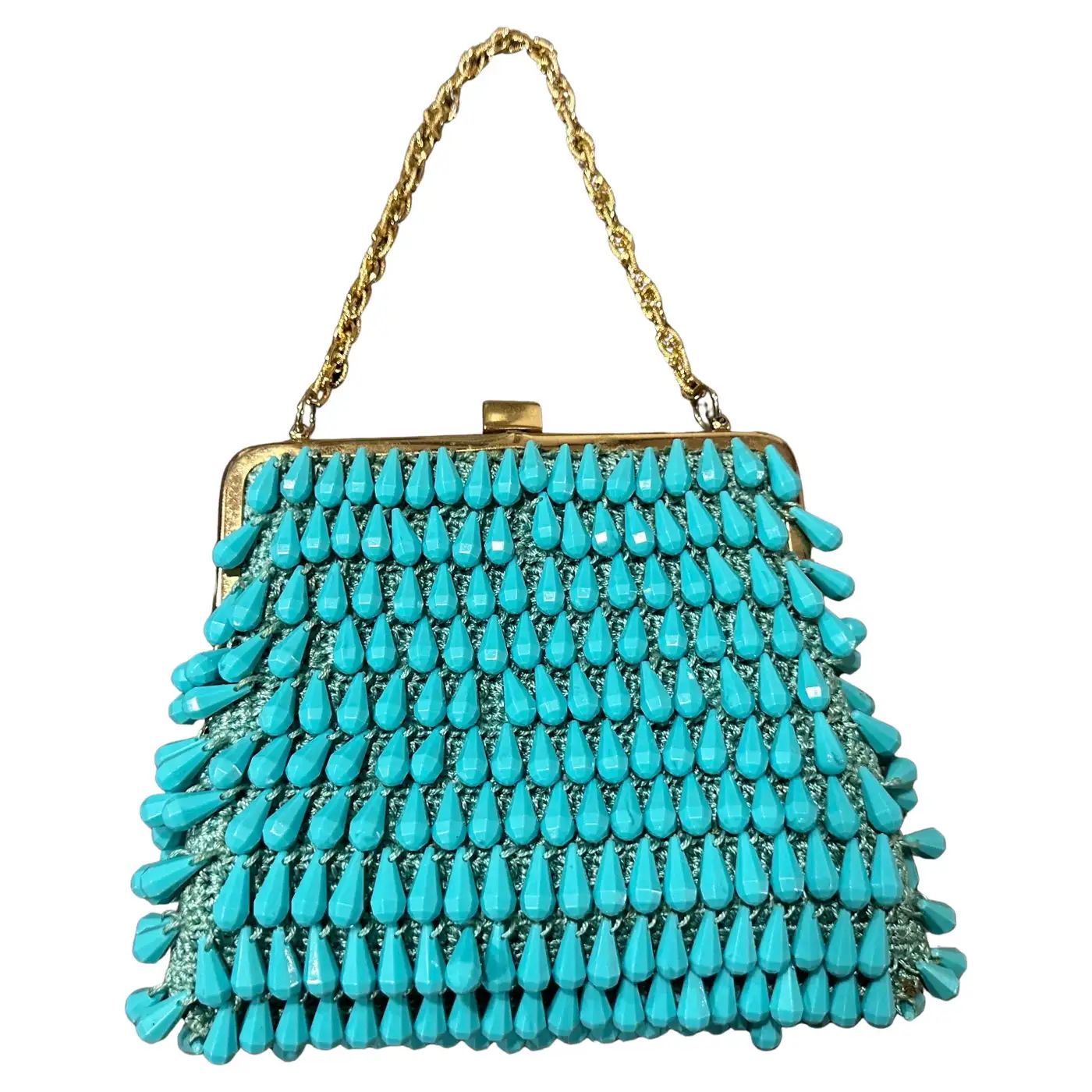 A Stunning 1960s High Quality Turquoise Resin and Brass Italian Evening Bag