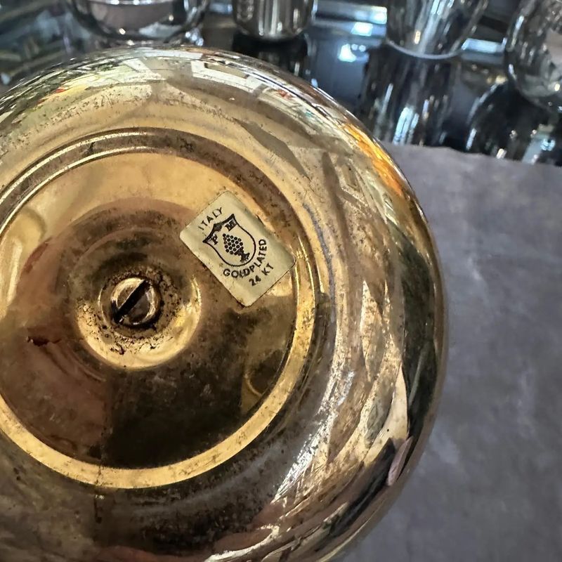 1970s Mid-Century Modern Gilded Metal Italian Ice Bucket
