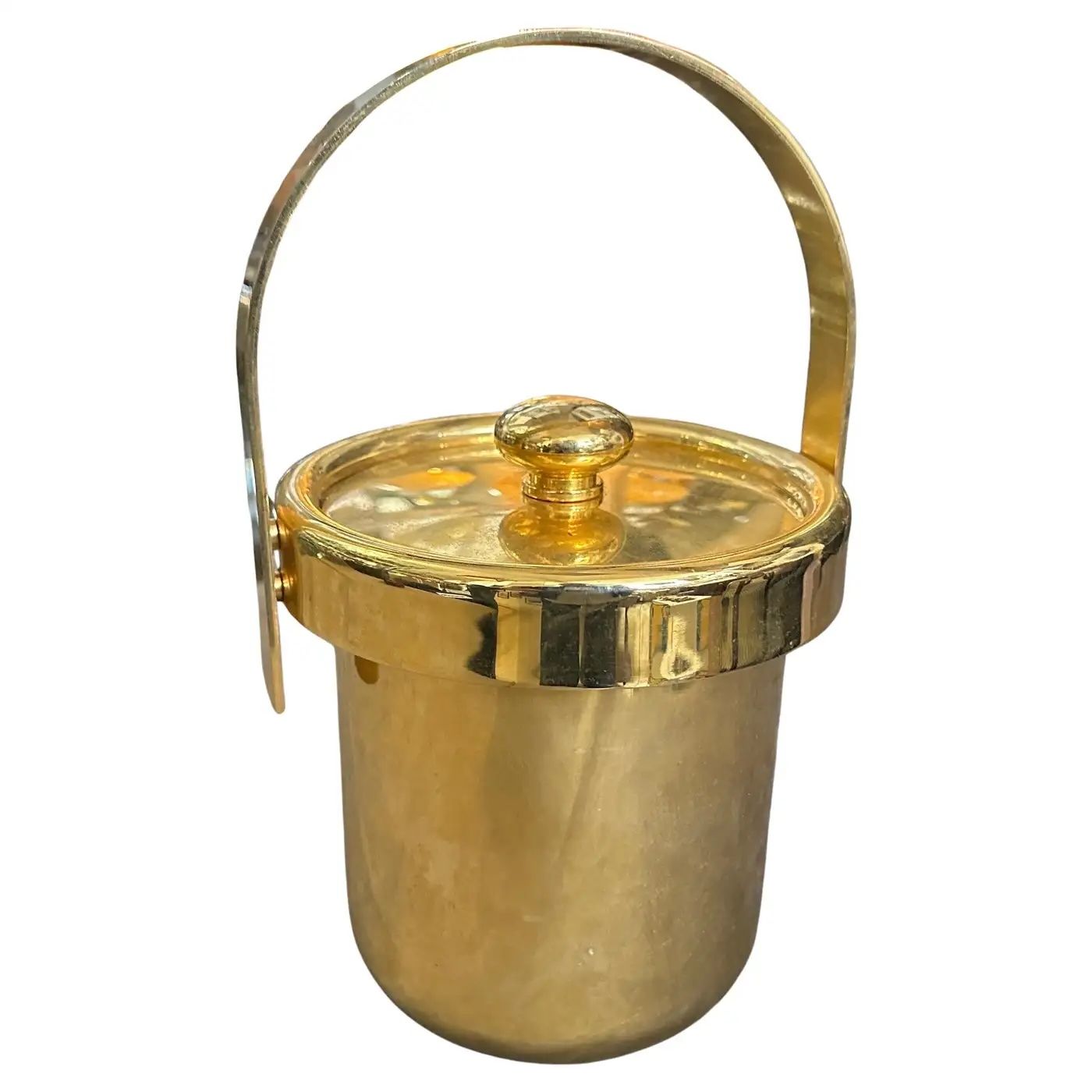 1970s Mid-Century Modern Gilded Metal Italian Ice Bucket 1970s Mid-Century Modern Gilded Metal Italian Ice Bucket