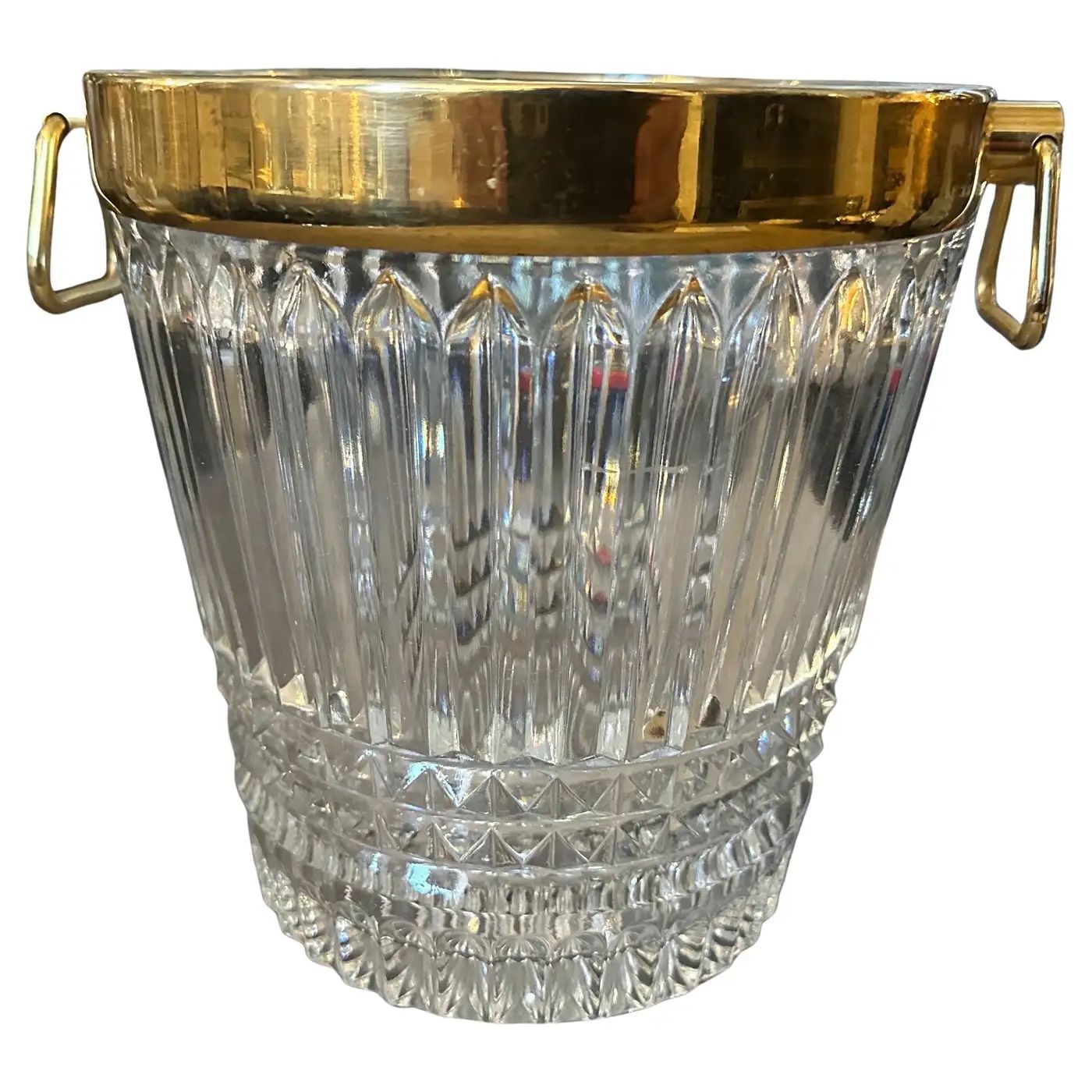 1970s Modern Silver Plated and Heavy Crystal French Wine Cooler