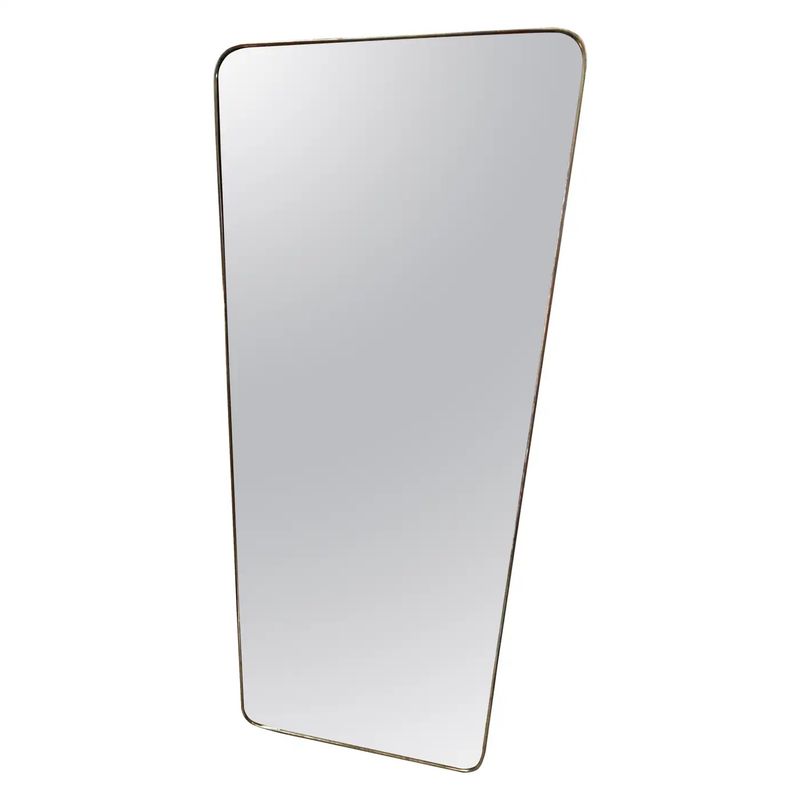 1950s Gio Ponti Style Mid-Century Modern Brass Large Wall Mirror