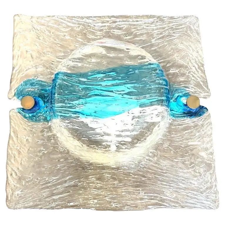 1970s Toni Zuccheri for Venini Corteccia Murano Glass Huge Space Age Wall Sconce