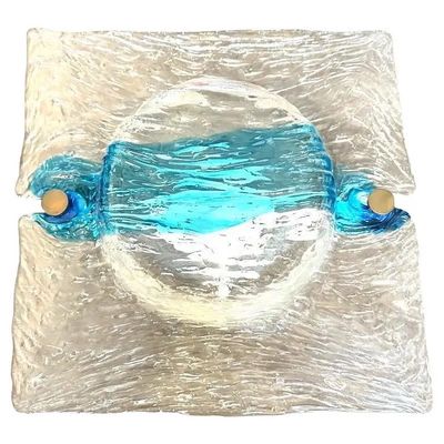 1970s Toni Zuccheri for Venini Corteccia Murano Glass Huge Space Age Wall Sconce