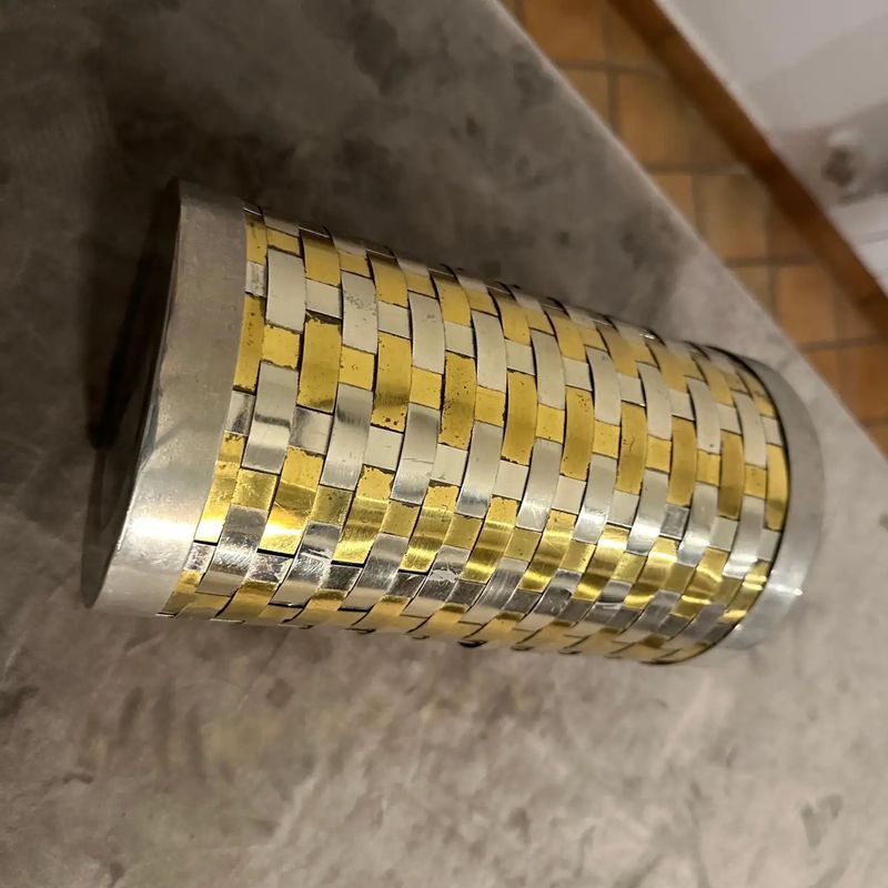 1970s Romeo Rega Mid-Century Modern Brass and Silver Plate Italian Wine Cooler
