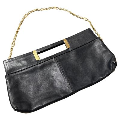 A 1970s High Quality Black Leather and Brass Italian Shoulder Bag