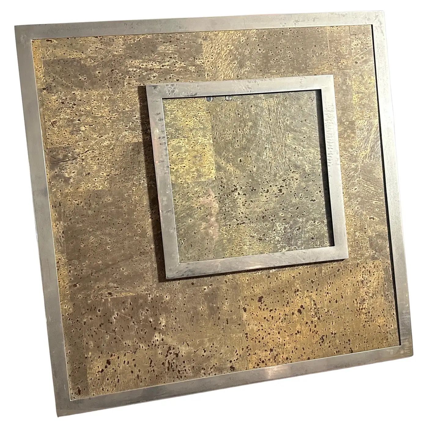 1970s Mid-Century Modern Silver plated and Cork Picture Frame by F. A. Botta