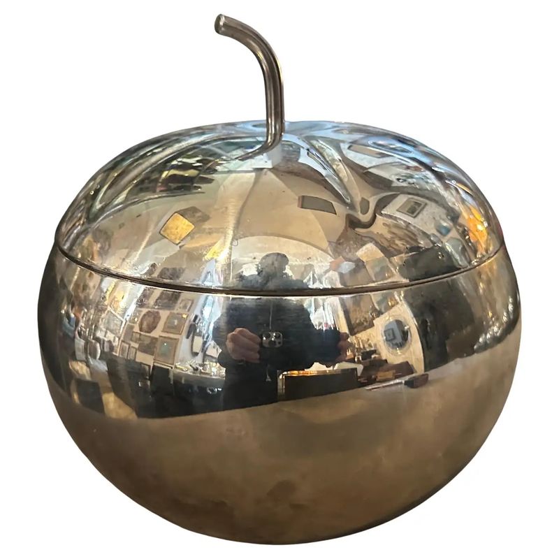 1980s Minimalist Silver Plated Ice Bucket attributed to Teghini Firenze