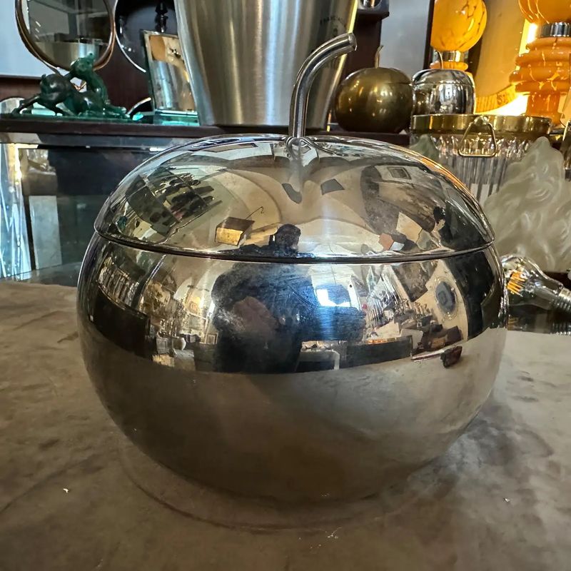 1980s Minimalist Silver Plated Ice Bucket attributed to Teghini Firenze