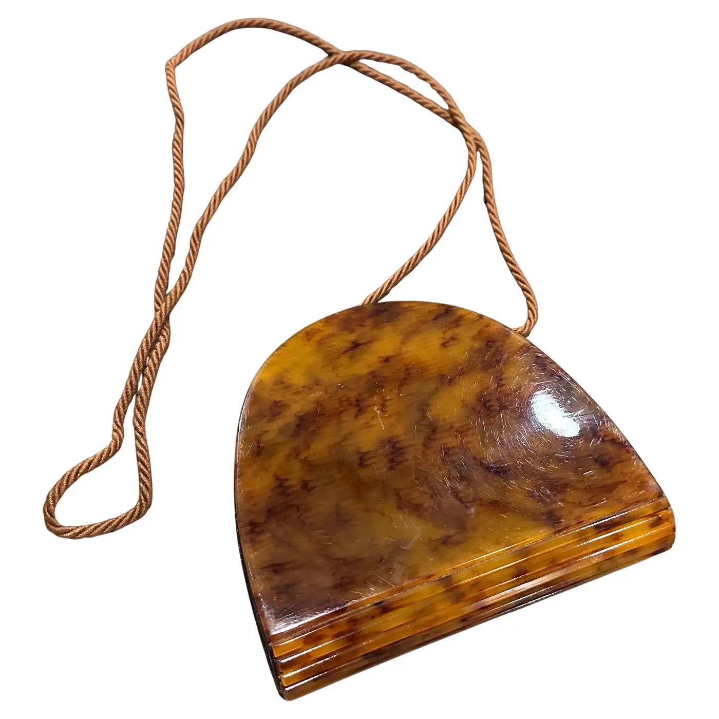 1950s Art Deco Fake Tortoiseshell Bakelite Italian Minaudière by Ipes