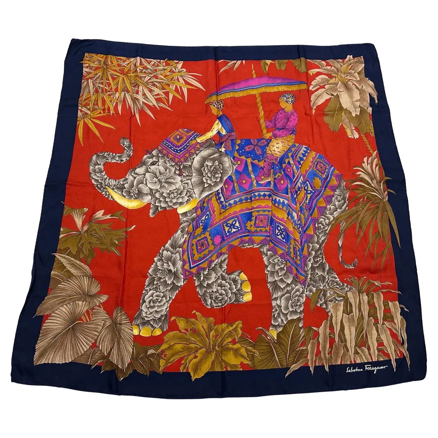 An iconic 1980s Orientalist Silk Foulard by Salvatore Ferragamo