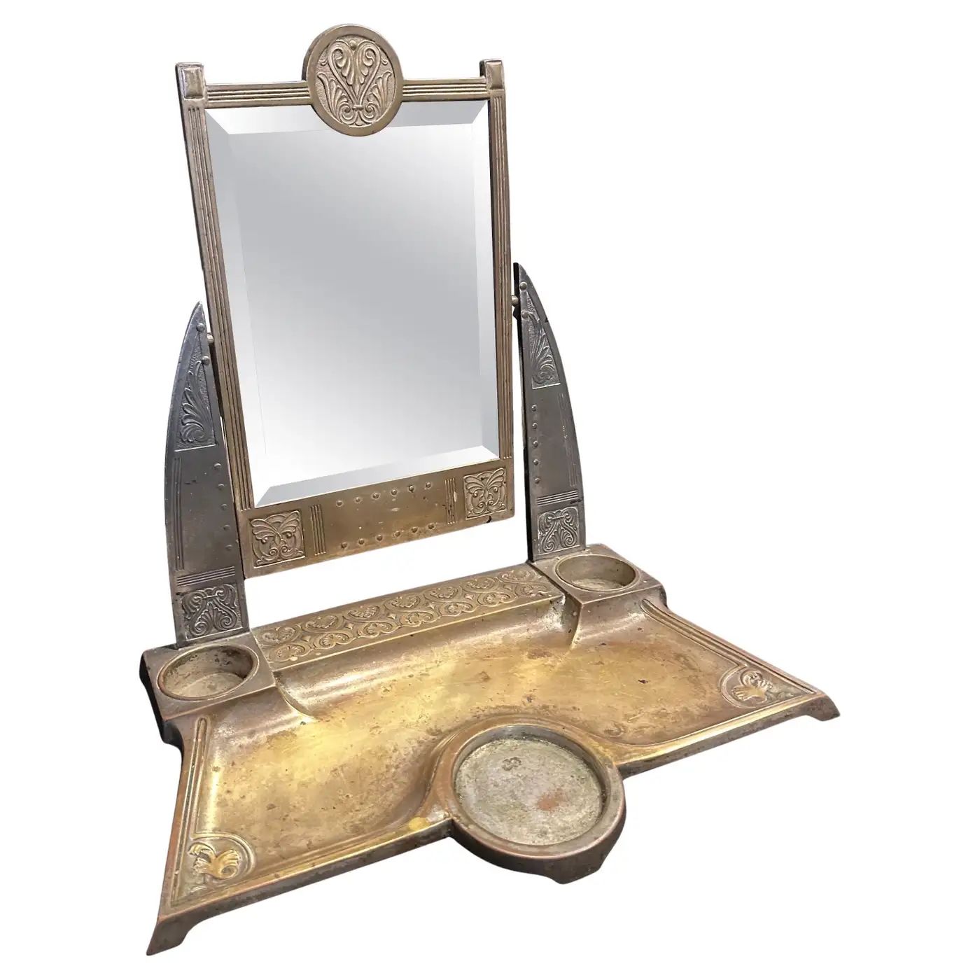 An Art Nouveau Silver Plated Table Vanity Mirror by W.M.F. An Art Nouveau Silver Plated Table Vanity Mirror by W.M.F.