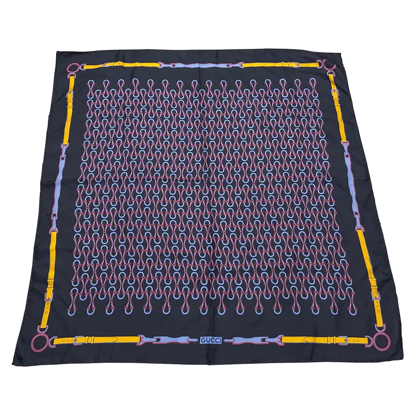 A 1990s Equestrian Motif Silk Scarf by Gucci