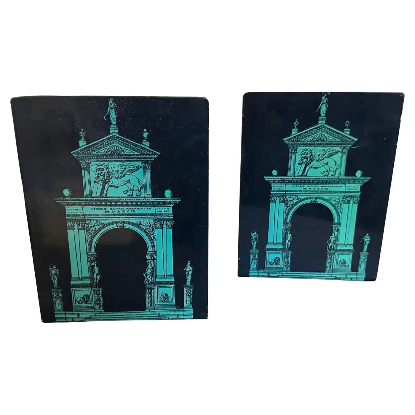 1960s Classical Set of Two Bookends " Porta di Venezia " by Piero Fornasetti