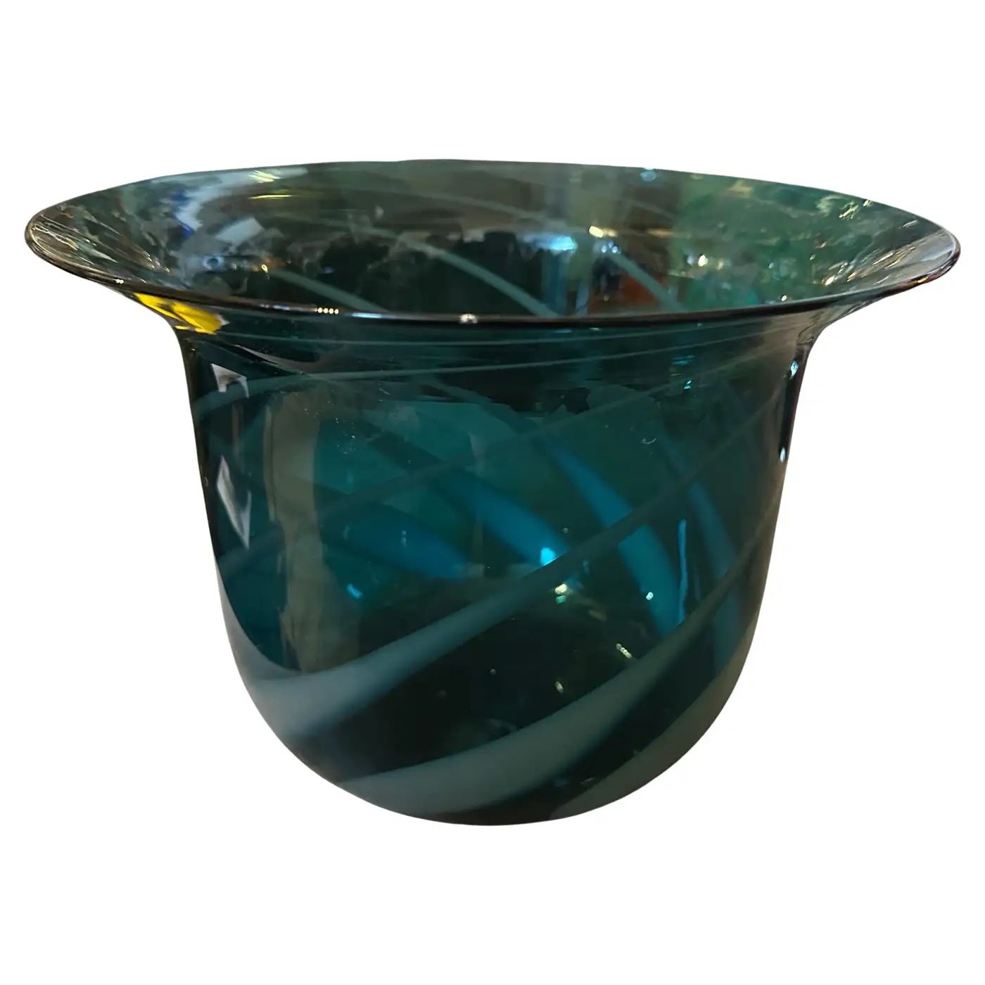 1980s Modern Hand-Blown Green and Gray Murano Glass Vase by Venini