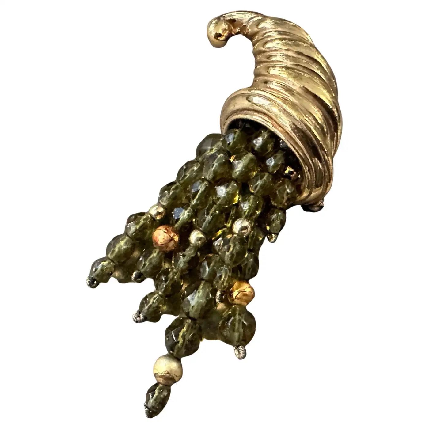 1980s Vintage Costume Jewelry Cornucopia Brooch by Valentino