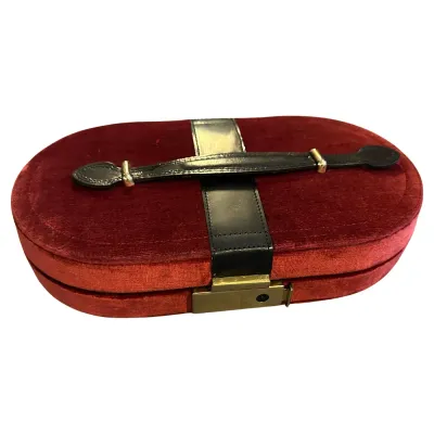 1970s Velvet and Leather Italian Travel Jewelry Box