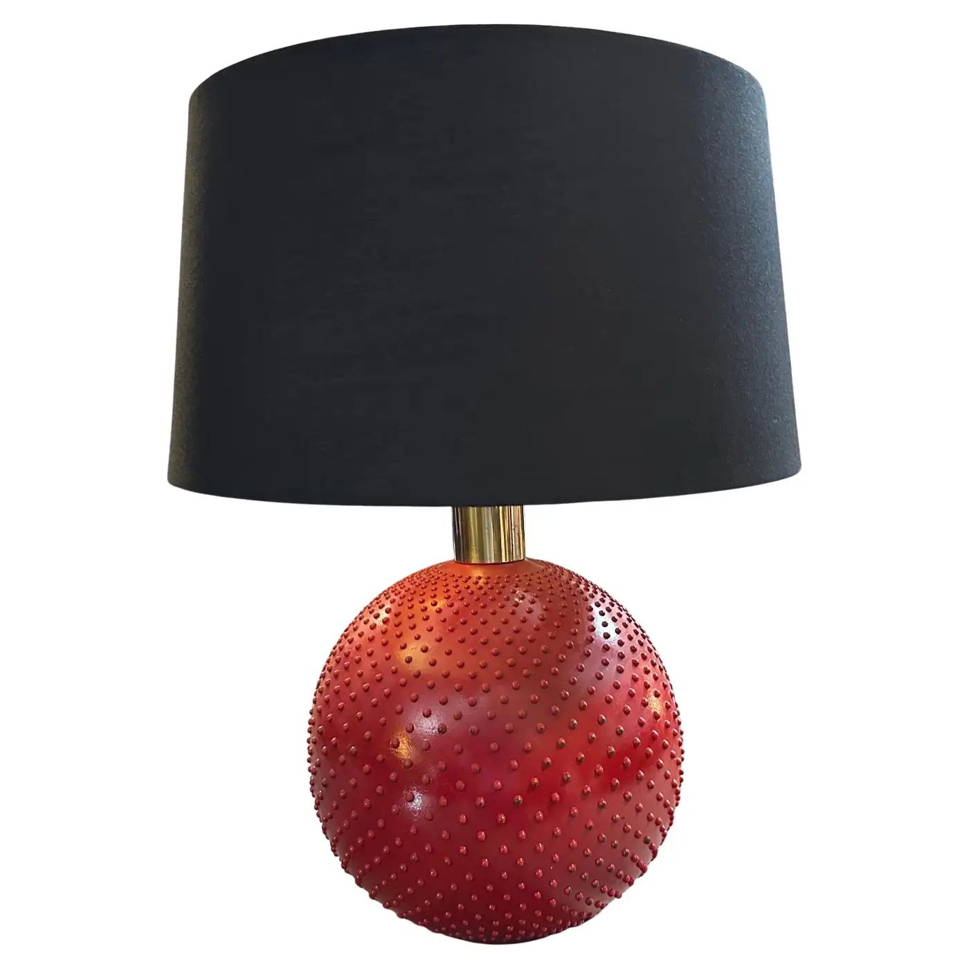 1970s Mid-Century Modern Red Ceramic and Brass Italian Table Lamp by Paf Studio