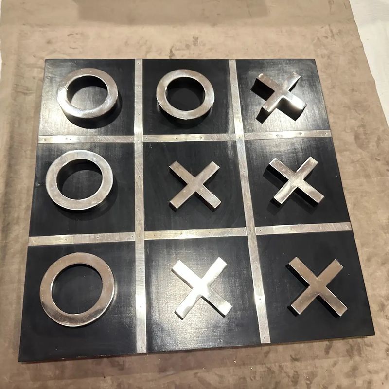 A 1990s Modern Black Painted Wood and Silverplate Italian Huge Table Game