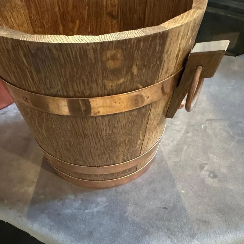 A 1960s Mid-Century Modern Oak and Copper French Wine Cooler