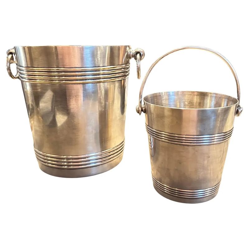 1950s Mid-Century Modern Set of Wine Cooler and Ice Bucket by Gallia Christofle
