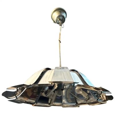 1960s Mid-Century Modern Reggiani Attributed Steel Italian Pendant