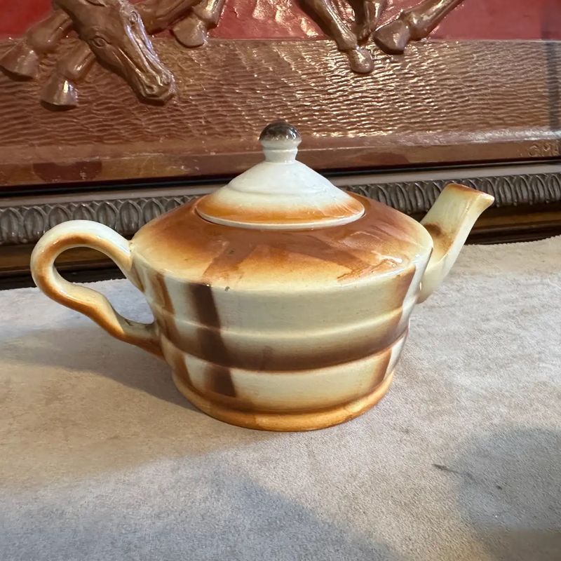 1930s Art Deco Airbrushed Ceramic Tea Set by Ceramiche Piemontesi