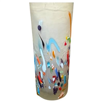 1980s Modern Millefiori style Murano Glass Cylinder Vase