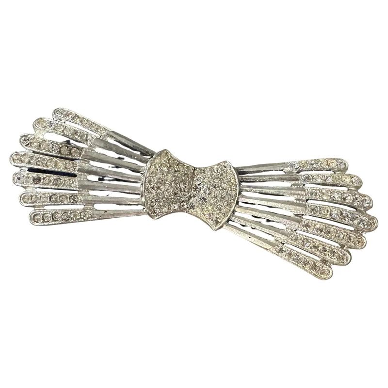 1930s Art Deco Costume Jewelry Rhinestone Italian Brooch