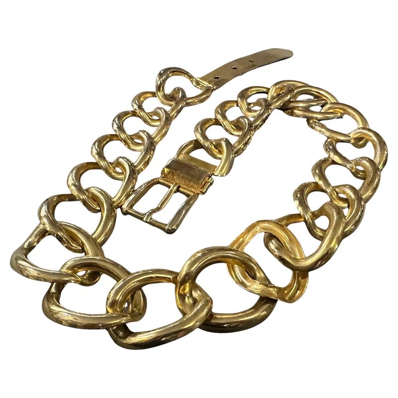 A 1970s Vintage Brass Statement Chain Italian Belt