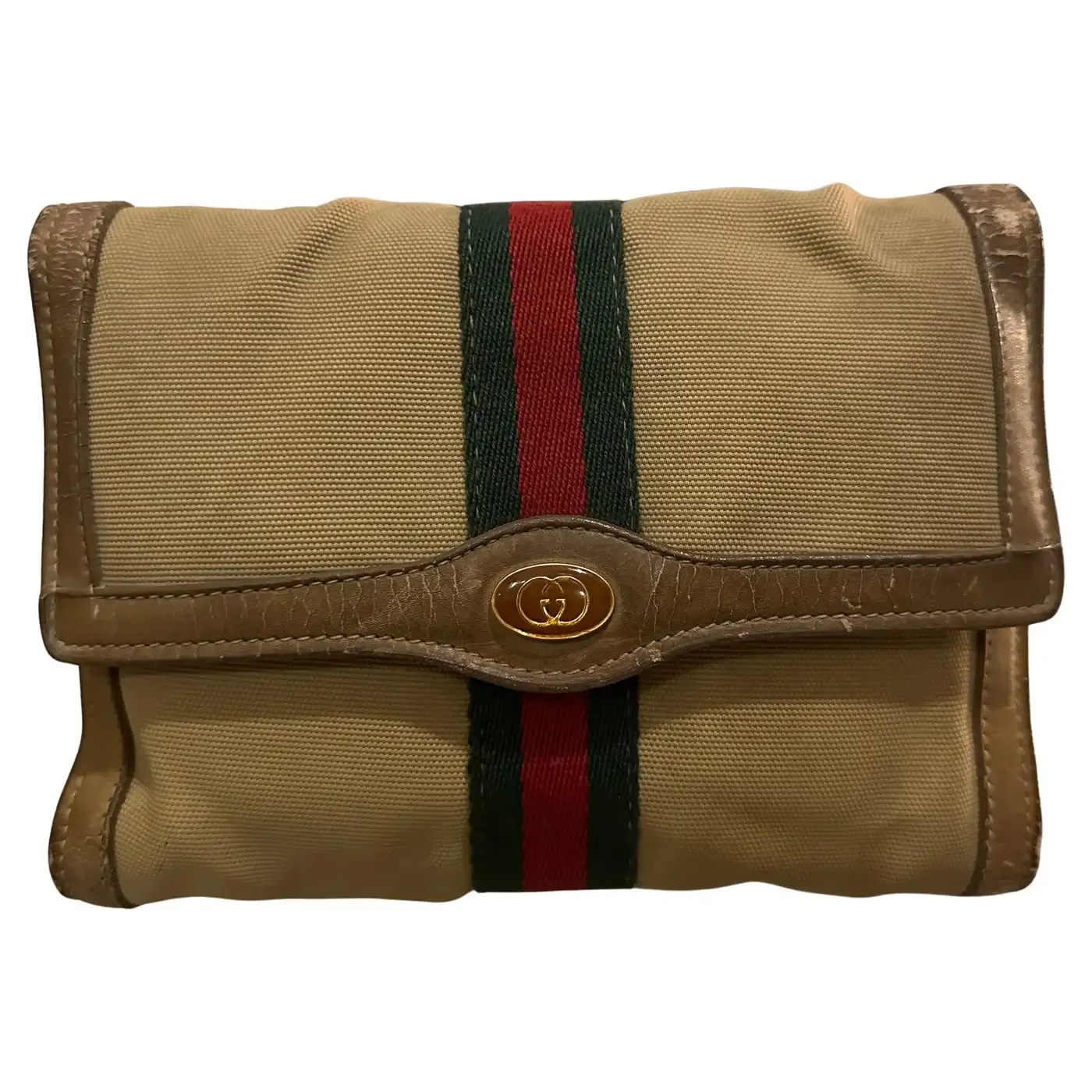 1970s Vintage Web Stripe Necessaire Clutch by Gucci