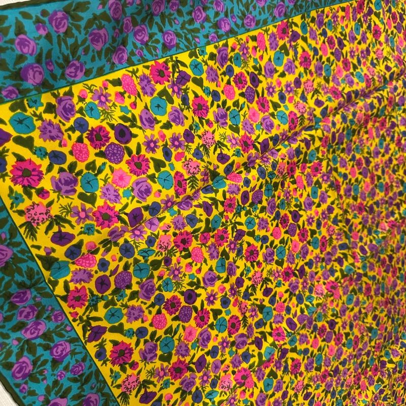 A 1980s Floral Print Silk Scarf by Ken Scott