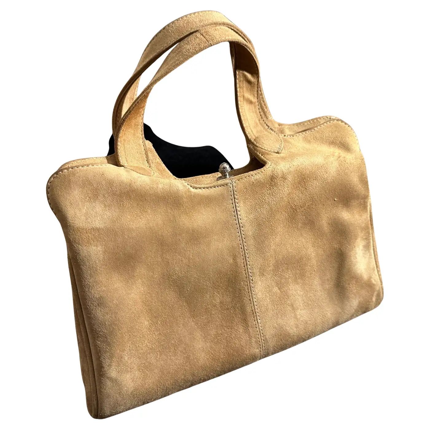 A Luxury 1960s Light Brown Suede leather Italian Hand-bag
