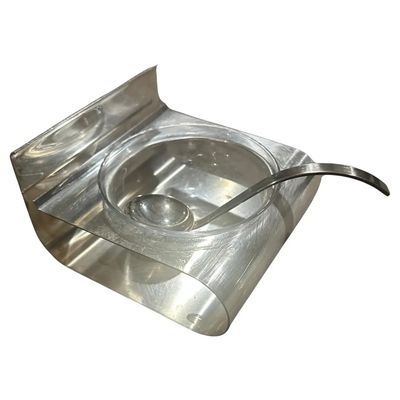 1970s Minimalist Silver Plated Caviar Serving Bowl by Lino Sabattini