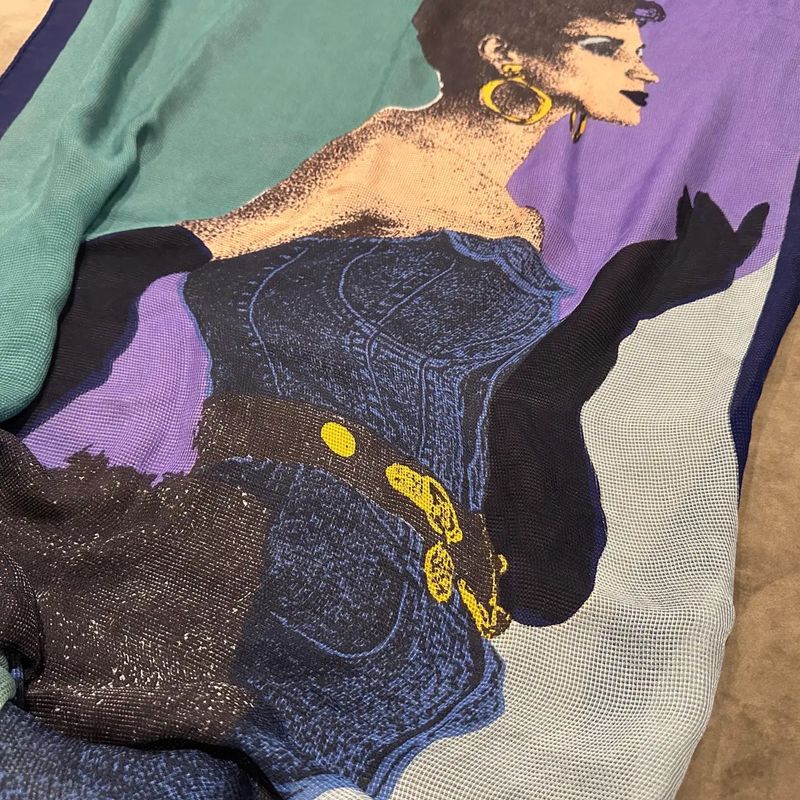 1980s Iconic illustrated Scarf by Franco Moschino
