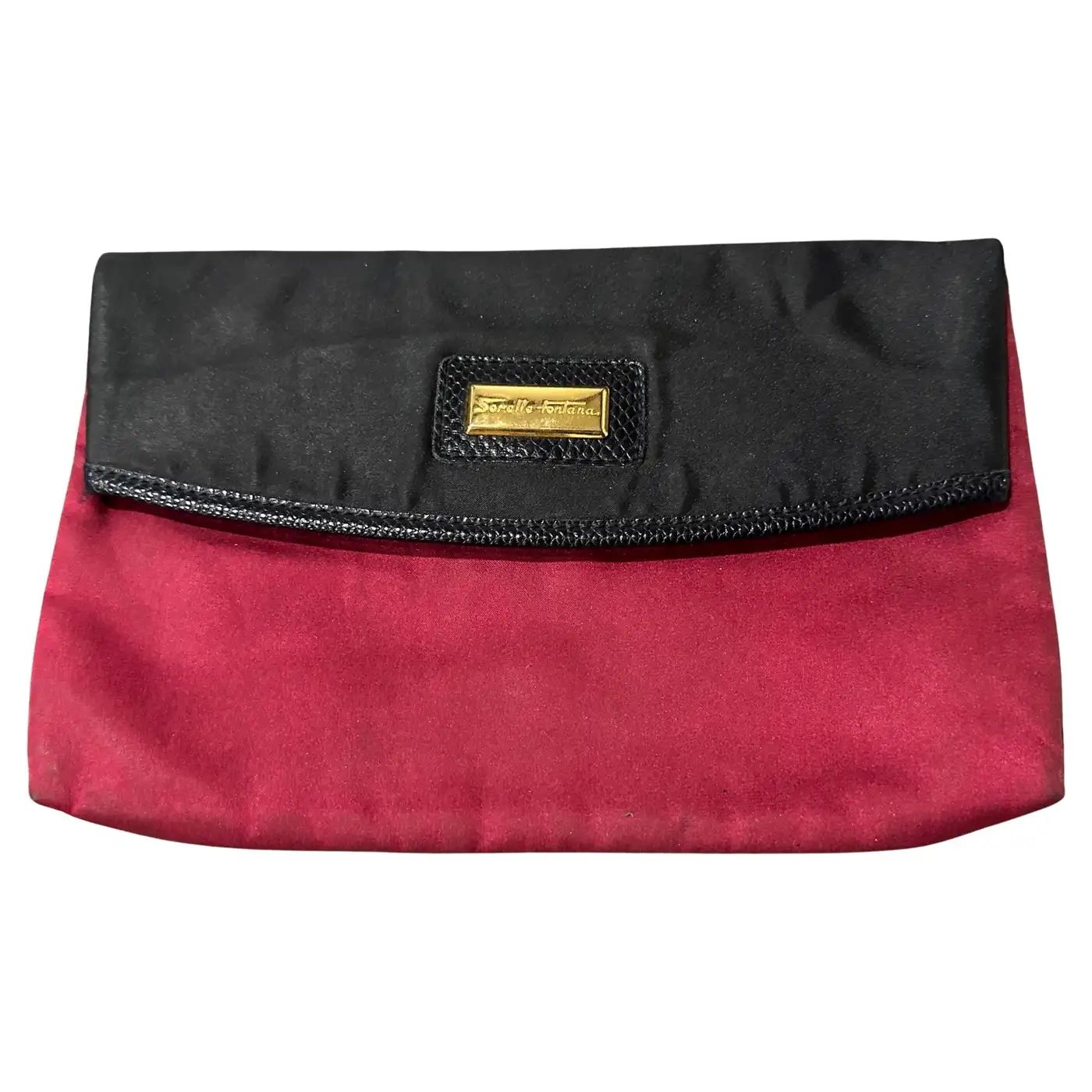 Elegant 1960s Vintage Sorelle Fontana Silk and Leather Evening Clutch