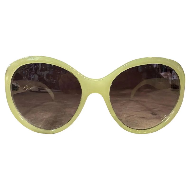 1990s Vintage Fake Green Marble Acetate Bon Bon Italian Sunglasses