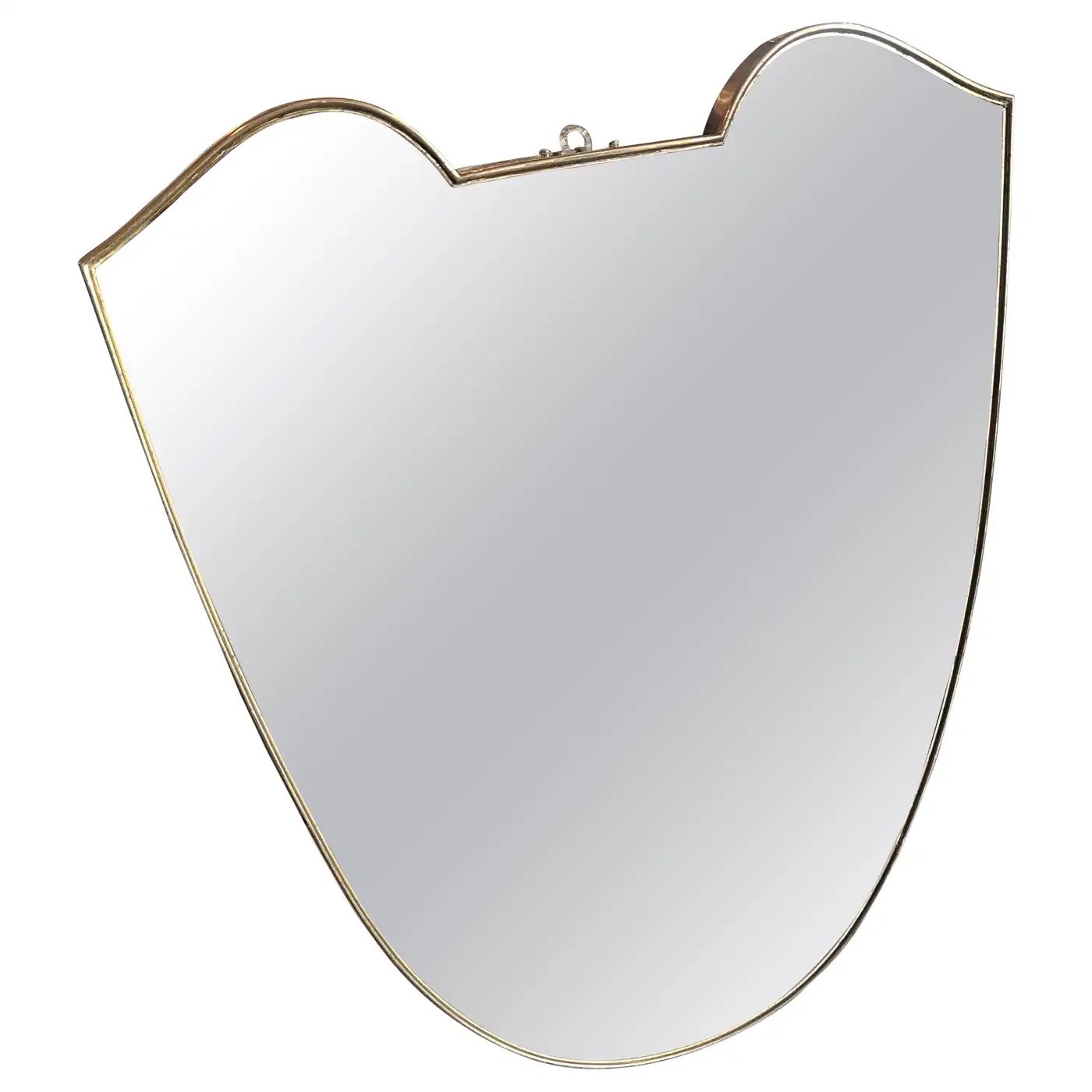 1950s Gio Ponti Style Mid-Century Modern Solid Brass Italian Wall Mirror