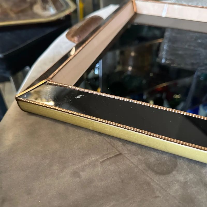 High Quality 1930s Art Deco Copper and Glass Rectangular Italian Serving Tray