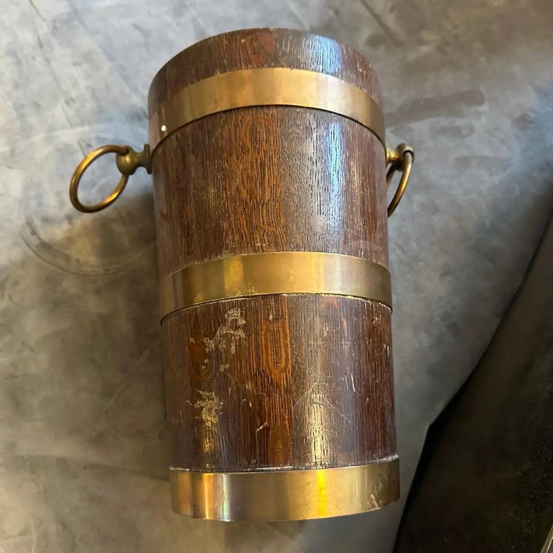 1940s Art Deco Oak Wood and Copper French Wine Cooler by Geraud Lafitte