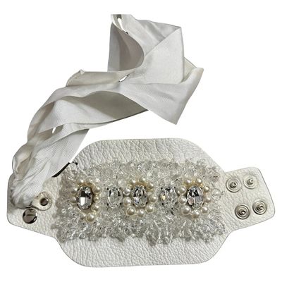 An Extravagant 21st Century leather, Silk Crystal and Pearls Bracelet by Gedebè