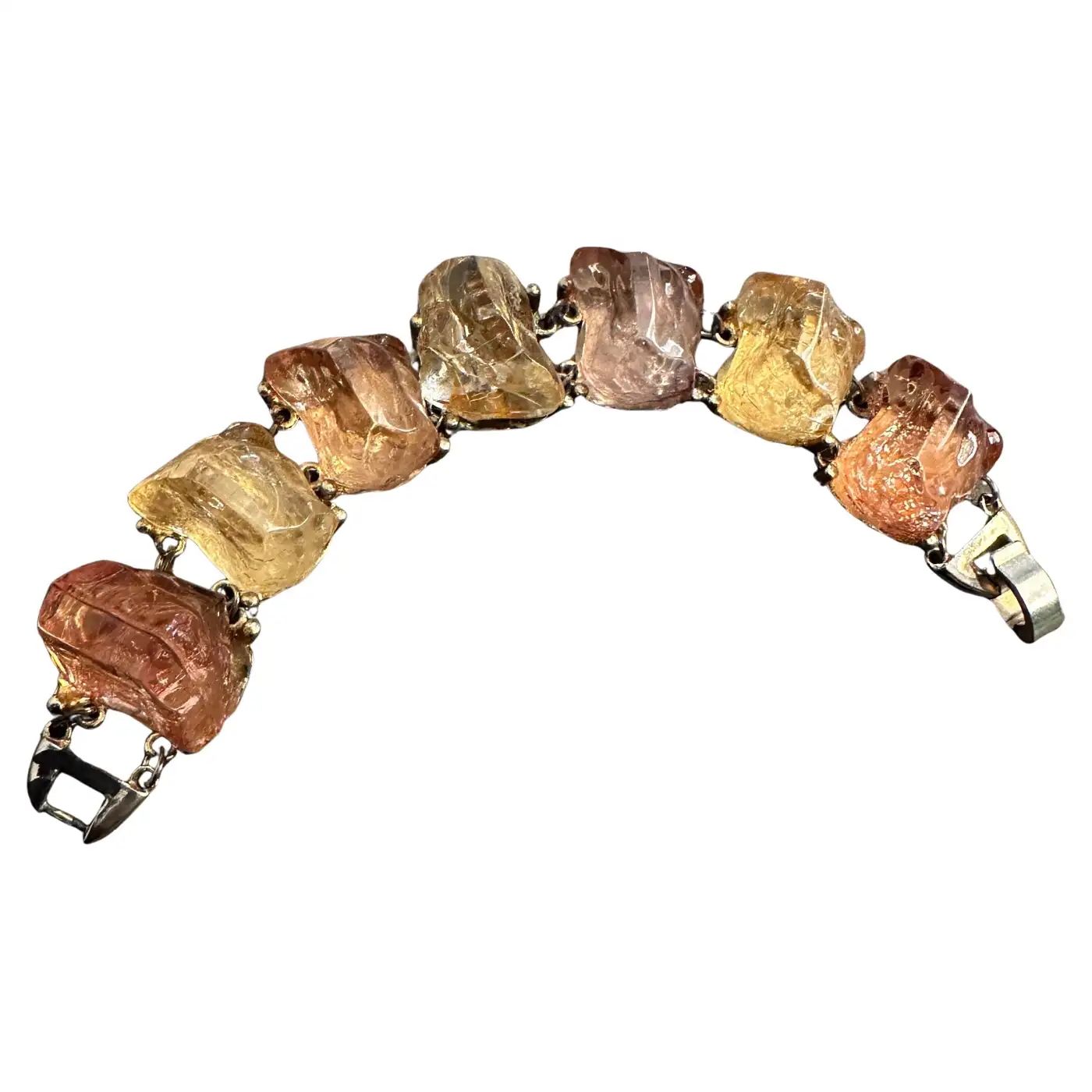 1970s Warm Hues Synthetic Quartz Stones Italian Bracelet