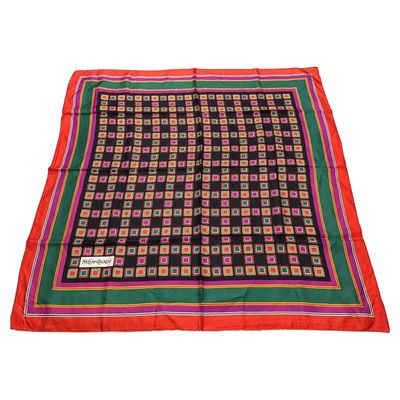 An Elegant 1990s Vibrant Geometric Print Silk Scarf by Yves Saint Laurent