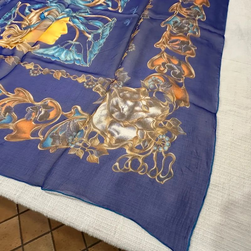 An Iconic 1990s Silk French Scarf by Lalique