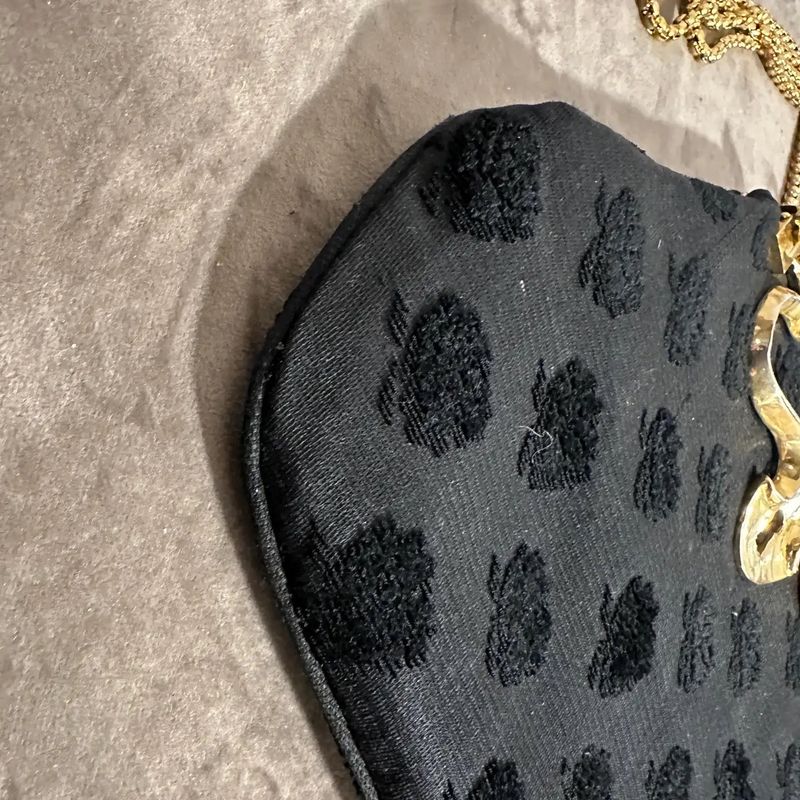 1980s Luxury Black Fabric and Brass Italian Top Hand Bag by Roberta di Camerino