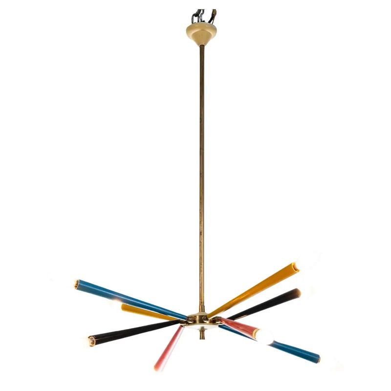 1950s Mid-Century Modern Arredoluce Brass Sputnik Chandelier