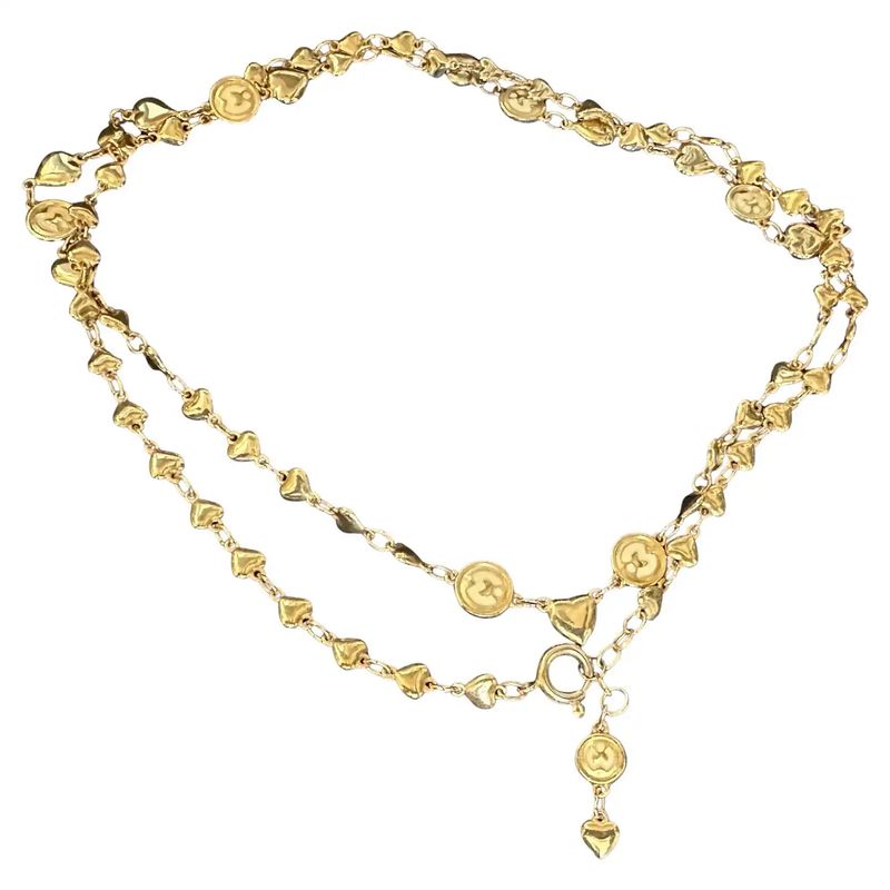 1990s Costume Jewelry Brass Heart Chain Necklace by Mila Schon