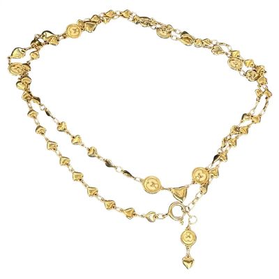 1990s Costume Jewelry Brass Heart Chain Necklace by Mila Schon