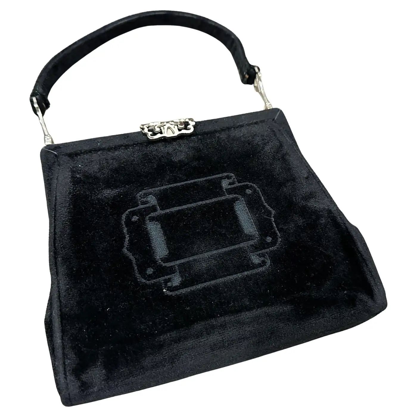 1970s Iconic Black Velvet Top Hand-Bag by Roberta di Camerino 1970s Iconic Black Velvet Top Hand-Bag by Roberta di Camerino