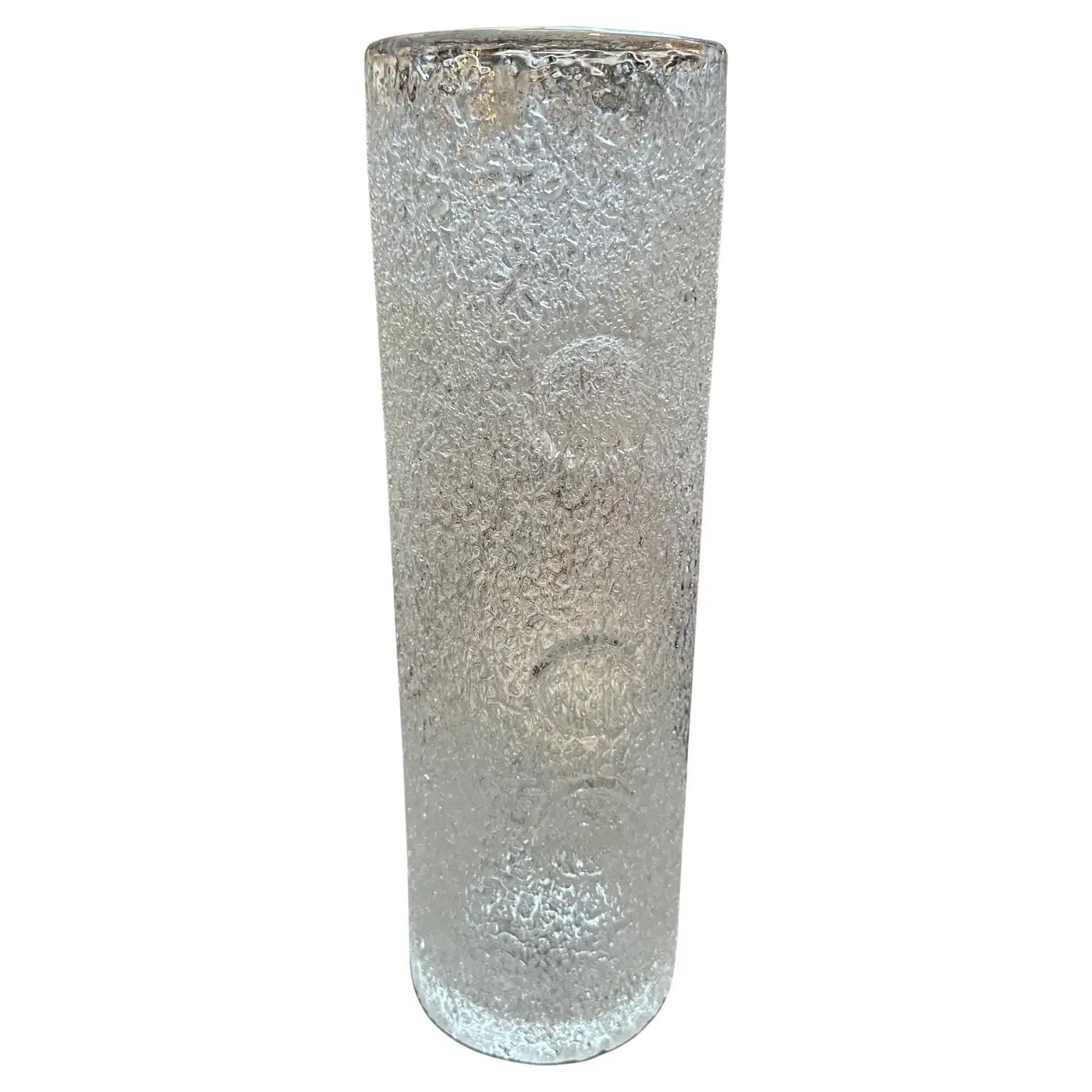 1980s Brutalist Clear Glass Cylinder Vase by Jan Gabrhel 1980s Brutalist Clear Glass Cylinder Vase by Jan Gabrhel